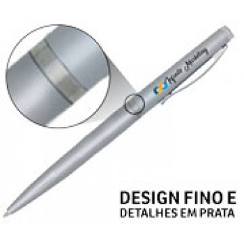 CANETAS PERSONALIZADAS IMPRESSAO COLORIDA PLASTICAS EXECUTIVA PRATA Colorido frente - 250 un.