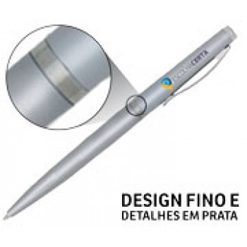 CANETAS PERSONALIZADAS IMPRESSAO COLORIDA PLASTICAS EXECUTIVA PRATA Colorido frente - 500 un.
