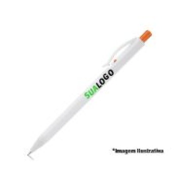 CANETAS PERSONALIZADAS IMPRESSÃO COLORIDA PLÁSTICAS LANA WHITE LARANJA Colorido frente e verso - 50 un.
