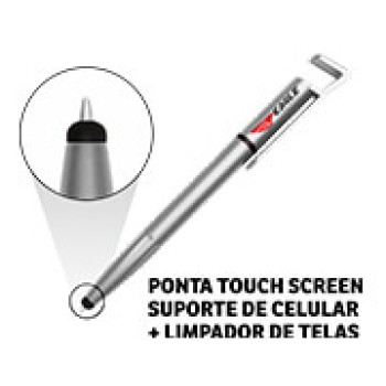 CANETAS PERSONALIZADAS IMPRESSÃO COLORIDA PLÁSTICAS MULTIFUNÇÃO SUPORTE DE CELULAR PRATA Colorido frente - 250 un.