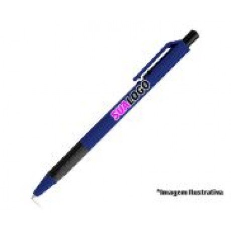 CANETAS PERSONALIZADAS IMPRESSAO COLORIDA PLASTICAS ROY AZUL Colorido frente - 10 un.