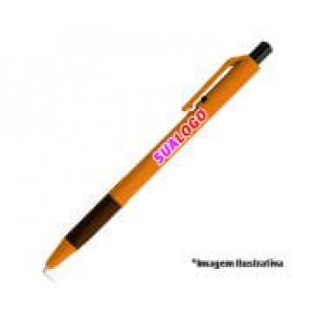CANETAS PERSONALIZADAS IMPRESSÃO COLORIDA PLÁSTICAS ROY LARANJA Colorido frente e verso - 100 un.