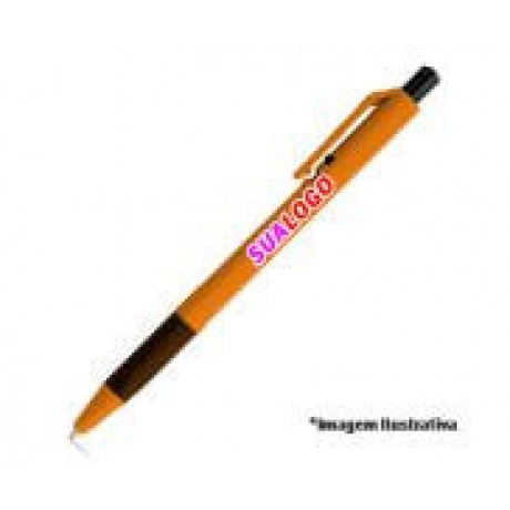 CANETAS PERSONALIZADAS IMPRESSÃO COLORIDA PLÁSTICAS ROY LARANJA Colorido frente e verso - 100 un.