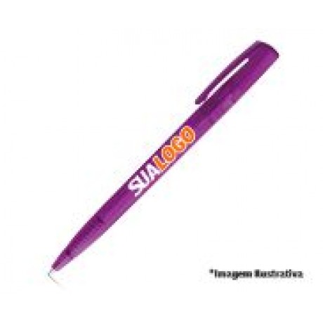CANETAS PERSONALIZADAS IMPRESSAO COLORIDA PLASTICAS SALLY FROST ROXO Colorido frente - 100 un.