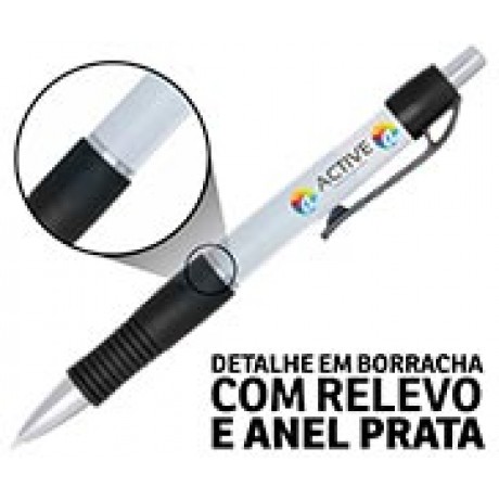 CANETAS PERSONALIZADAS IMPRESSAO COLORIDA PLASTICAS STILO PRETA Colorido frente - 250 un.