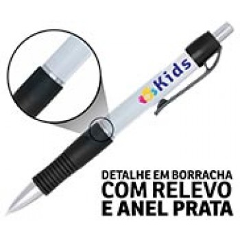 CANETAS PERSONALIZADAS IMPRESSAO COLORIDA PLASTICAS STILO PRETA Colorido frente - 25 un.