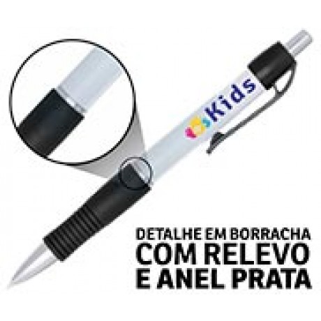 CANETAS PERSONALIZADAS IMPRESSAO COLORIDA PLASTICAS STILO PRETA Colorido frente - 25 un.