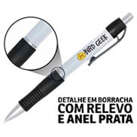 CANETAS PERSONALIZADAS IMPRESSAO COLORIDA PLASTICAS STILO PRETA Colorido frente - 10 un.