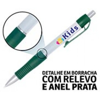 CANETAS PERSONALIZADAS IMPRESSAO COLORIDA PLASTICAS STILO VERDE Colorido frente - 25 un.