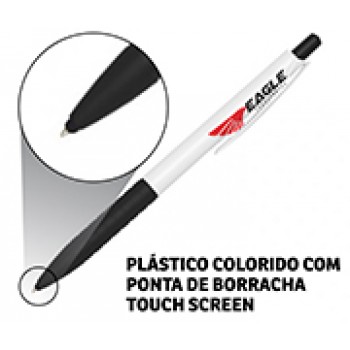 CANETAS PERSONALIZADAS IMPRESSAO COLORIDA PLASTICAS TOUCH PRETO Colorido frente - 100 un.