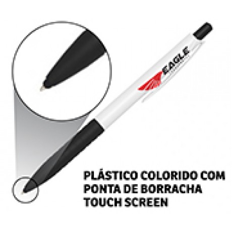 CANETAS PERSONALIZADAS IMPRESSAO COLORIDA PLASTICAS TOUCH PRETO Colorido frente - 100 un.