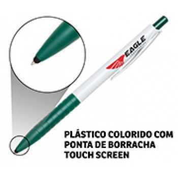 CANETAS PERSONALIZADAS IMPRESSAO COLORIDA PLASTICAS TOUCH VERDE Colorido frente - 100 un.