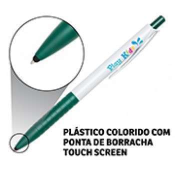 CANETAS PERSONALIZADAS IMPRESSAO COLORIDA PLASTICAS TOUCH VERDE Colorido frente - 10 un.