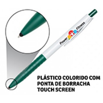CANETAS PERSONALIZADAS IMPRESSAO COLORIDA PLASTICAS TOUCH VERDE Colorido frente - 50 un.