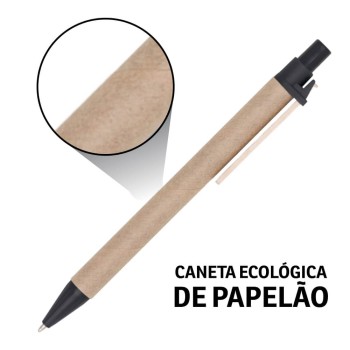 PRODUTOS SEM PERSONALIZAÇÃO CANETAS ECOLÓGICAS PAPELÃO CLIP DE MADEIRA PRETA 100 un.