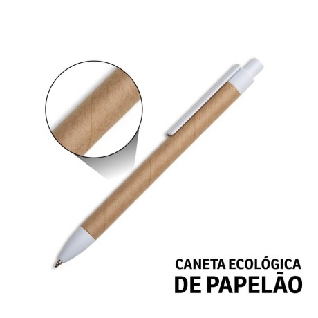 PRODUTOS SEM PERSONALIZAÇÃO CANETAS ECOLÓGICAS PAPELÃO CLIP DE PLÁSTICO BRANCA 10 un.