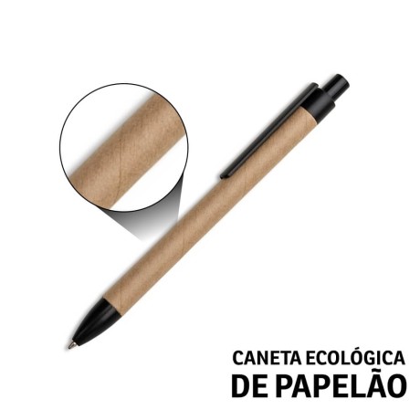 PRODUTOS SEM PERSONALIZAÇÃO CANETAS ECOLÓGICAS PAPELÃO CLIP DE PLÁSTICO PRETA 10 un.