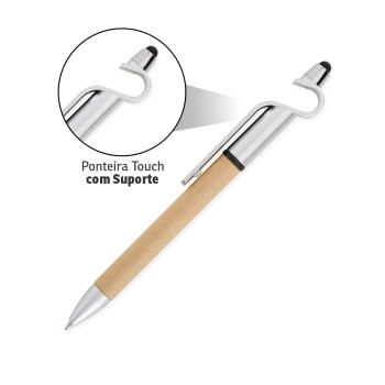 PRODUTOS SEM PERSONALIZAÇÃO CANETAS ECOLÓGICAS PAPELÃO MULTIFUNÇÃO SUPORTE E TOUCH PRATA 25 un.