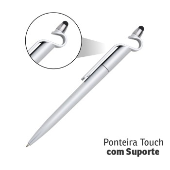 PRODUTOS SEM PERSONALIZAÇÃO CANETAS PLÁSTICAS MULTIFUNÇÃO SUPORTE E TOUCH PRATA 10 un.