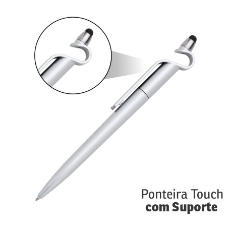 PRODUTOS SEM PERSONALIZAÇÃO CANETAS PLÁSTICAS MULTIFUNÇÃO SUPORTE E TOUCH PRATA 10 un.