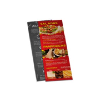 CARDÁPIOS DESCARTÁVEIS RECICLATO 250G 105X300MM Colorido frente e preto e branco verso - 500 un.