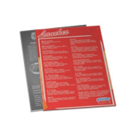 CARDÁPIOS DESCARTÁVEIS RECICLATO 250G 300X420MM Colorido frente e preto e branco verso - 500 un.