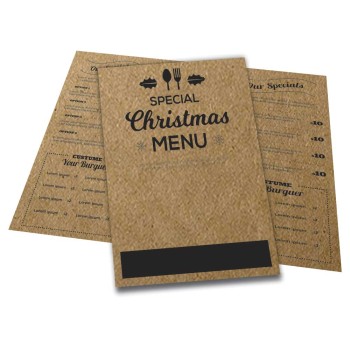 CARDÁPIOS 4 PÁGINAS COM DOBRA KRAFT 250G 300X210MM Preto e branco frente e verso - 10 un.