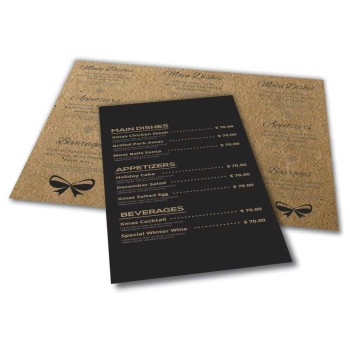 CARDÁPIOS 4 PÁGINAS COM DOBRA KRAFT 250G 330X480MM Preto e branco frente e verso - 24 un.