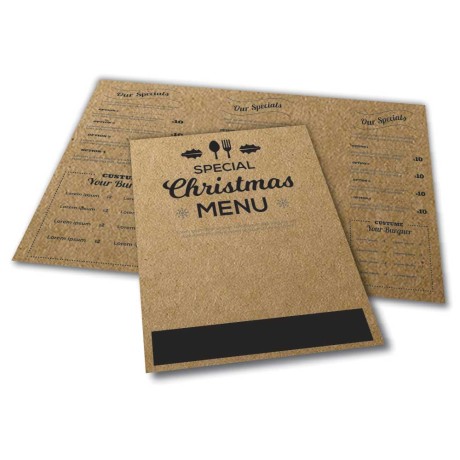 CARDÁPIOS 4 PÁGINAS COM DOBRA KRAFT 250G 330X480MM Preto e branco frente e verso - 10 un.