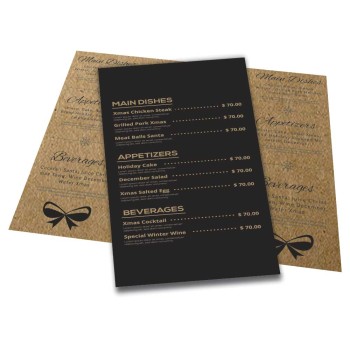 CARDÁPIOS 4 PÁGINAS COM DOBRA KRAFT 250G 480X330MM Preto e branco frente e verso - 24 un.