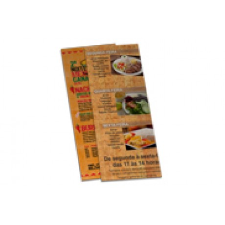 CARDÁPIOS 4 PÁGINAS COM DOBRA RECICLATO 250G 210X300MM Colorido frente e verso - 24 un.