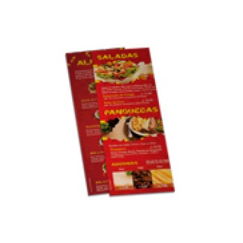 CARDÁPIOS 4 PÁGINAS COM DOBRA RECICLATO 250G 210X300MM