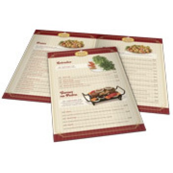 CARDÁPIOS 4 PÁGINAS COM DOBRA RECICLATO 250G 300X210MM