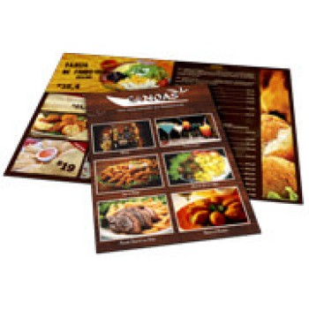 CARDÁPIOS 4 PÁGINAS COM DOBRA RECICLATO 250G 300X210MM