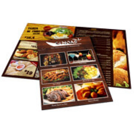 CARDÁPIOS 4 PÁGINAS COM DOBRA RECICLATO 250G 300X210MM