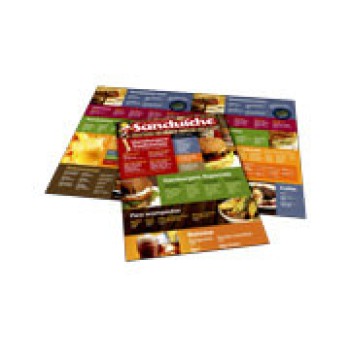 CARDÁPIOS 4 PÁGINAS COM DOBRA RECICLATO 250G 330X480MM Colorido frente e verso - 10 un.