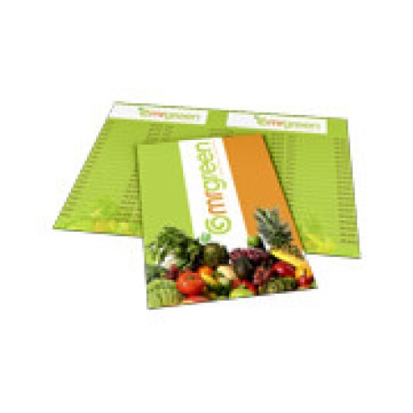 CARDÁPIOS 4 PÁGINAS COM DOBRA RECICLATO 250G 330X480MM Colorido frente e verso - 200 un.