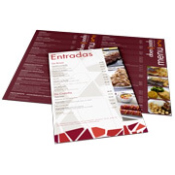 CARDÁPIOS 4 PÁGINAS COM DOBRA RECICLATO 250G 480X330MM