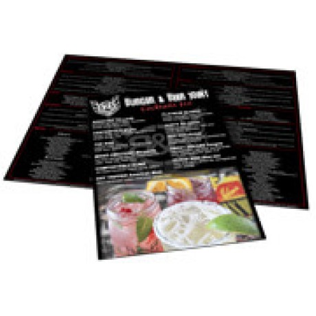 CARDÁPIOS 4 PÁGINAS COM DOBRA RECICLATO 250G 480X330MM