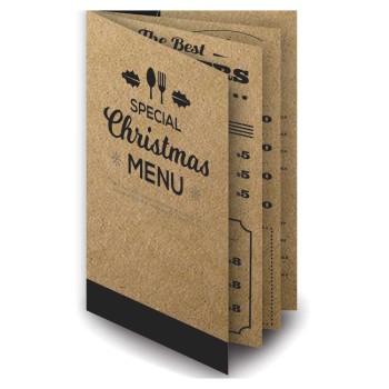 CARDÁPIOS 8 PÁGINAS COM DOBRA KRAFT 250G 210X300MM Preto e branco frente e verso - 50 un.