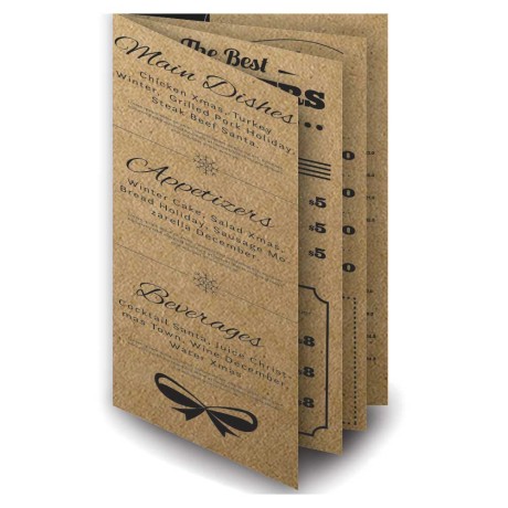 CARDÁPIOS 8 PÁGINAS COM DOBRA KRAFT 250G 300X210MM Preto e branco frente e verso - 200 un.