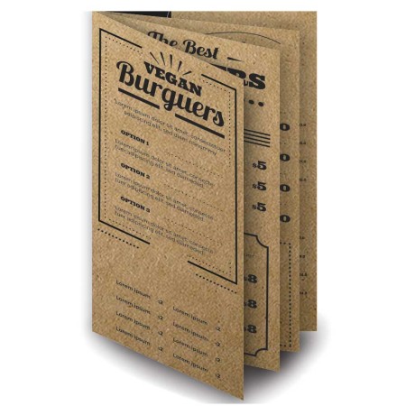 CARDÁPIOS 8 PÁGINAS COM DOBRA KRAFT 250G 480X330MM Preto e branco frente e verso - 5 un.