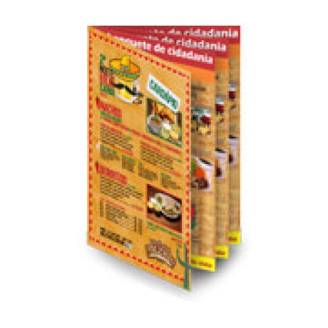CARDÁPIOS 8 PÁGINAS COM DOBRA RECICLATO 250G 300X210MM Colorido frente e verso - 25 un.