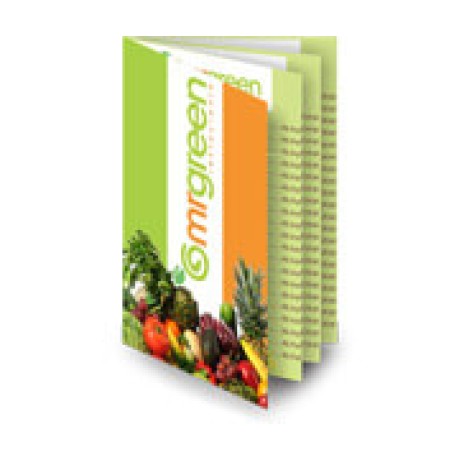 CARDÁPIOS 8 PÁGINAS COM DOBRA RECICLATO 250G 480X330MM Colorido frente e verso - 50 un.