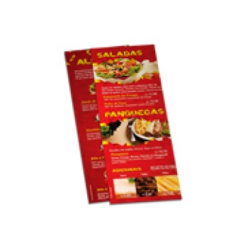 CARDÁPIOS CARDÁPIOS PERSONALIZADOS 4 PÁGINAS COM DOBRA COUCHÊ 300G 210X300MM Colorido frente e verso - 50 un.