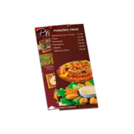 CARDÁPIOS CARDÁPIOS PERSONALIZADOS 4 PÁGINAS COM DOBRA COUCHÊ 300G 210X300MM Colorido frente e verso - 100 un.