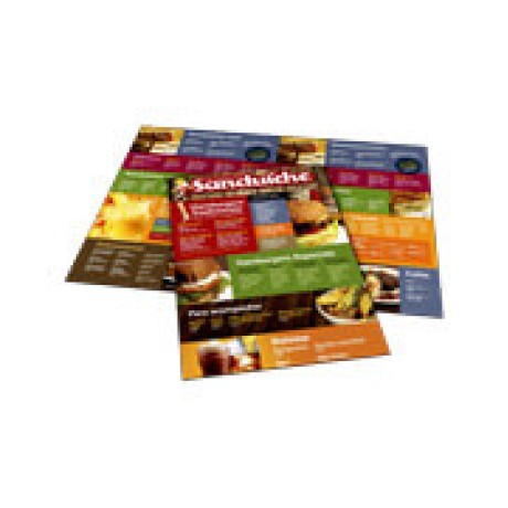 CARDÁPIOS CARDÁPIOS PERSONALIZADOS 4 PÁGINAS COM DOBRA COUCHÊ 300G 300X210MM Colorido frente e verso - 10 un.