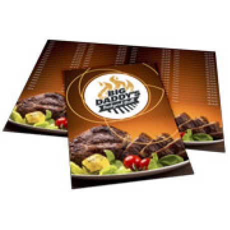 CARDÁPIOS CARDÁPIOS PERSONALIZADOS 4 PÁGINAS COM DOBRA COUCHÊ 300G 330X480MM Colorido frente e verso - 10 un.