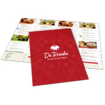 CARDÁPIOS CARDÁPIOS PERSONALIZADOS 4 PÁGINAS COM DOBRA COUCHÊ 300G 330X480MM Colorido frente e verso - 24 un.