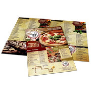 CARDÁPIOS CARDÁPIOS PERSONALIZADOS 4 PÁGINAS COM DOBRA COUCHÊ 300G 480X330MM Colorido frente e verso - 6 un.